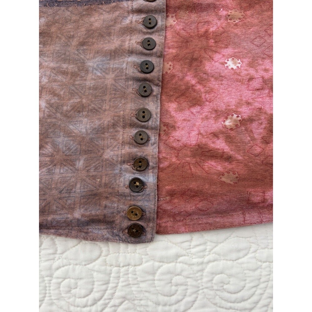 Vintage 90s Y2K Chachet Tie Dye Boho Button Up Hippie Festival Crop Tank Top L - Picture 5 of 7